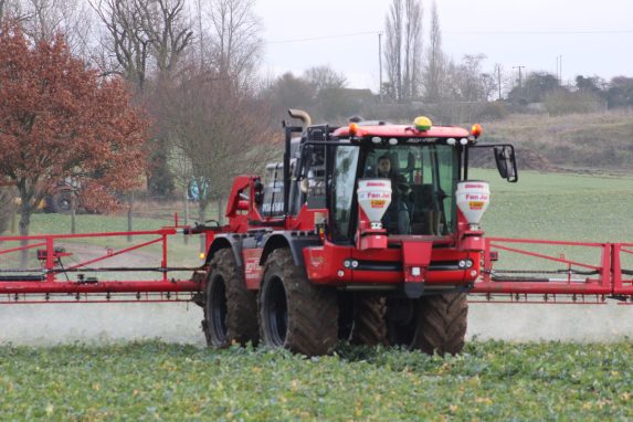 Glover Agricultural Sprayer Spraying Crop Care, close up view